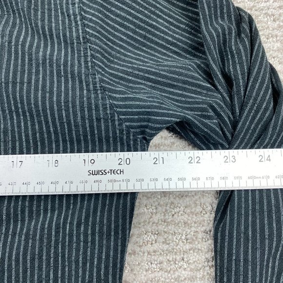 Billabong Shirt Men Large Black White Stripes Button Up Long Sleeve Embroidered - Picture 12 of 13